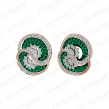 14K Gold Diamond Round dual swirl design Pendant Set Sarafa Bazar India