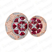 Lavish 14K Rose Gold Diamond Double Halo Cocktail Ring Sarafa Bazar India