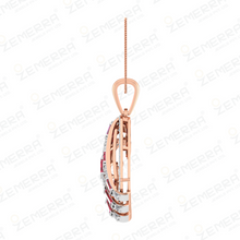 Geometric Layer Diamond Ruby Pendant in 14K Rose Gold Sarafa Bazar India