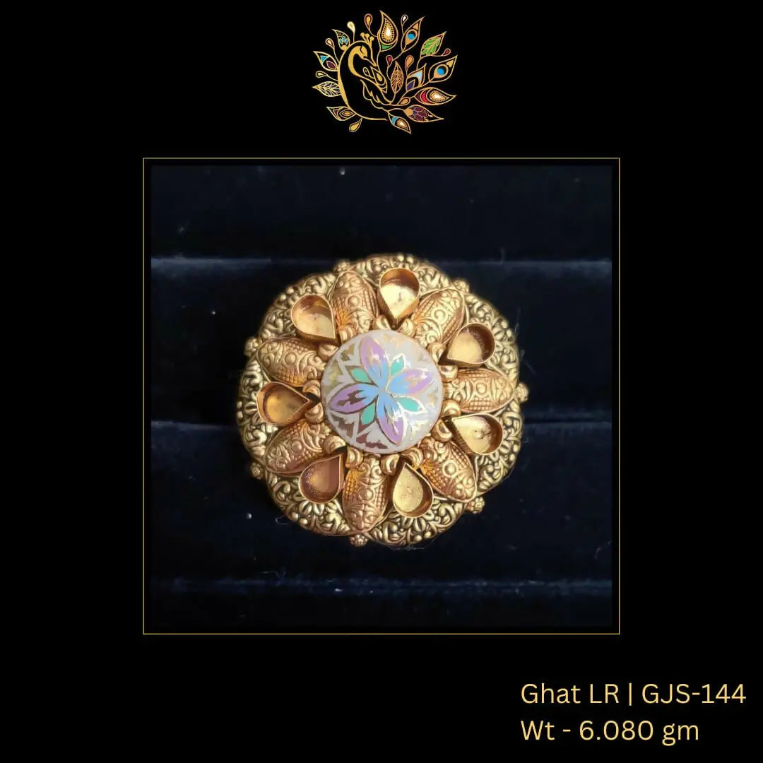 22kt Antique Ghat Ladies Ring Sarafa Bazar India