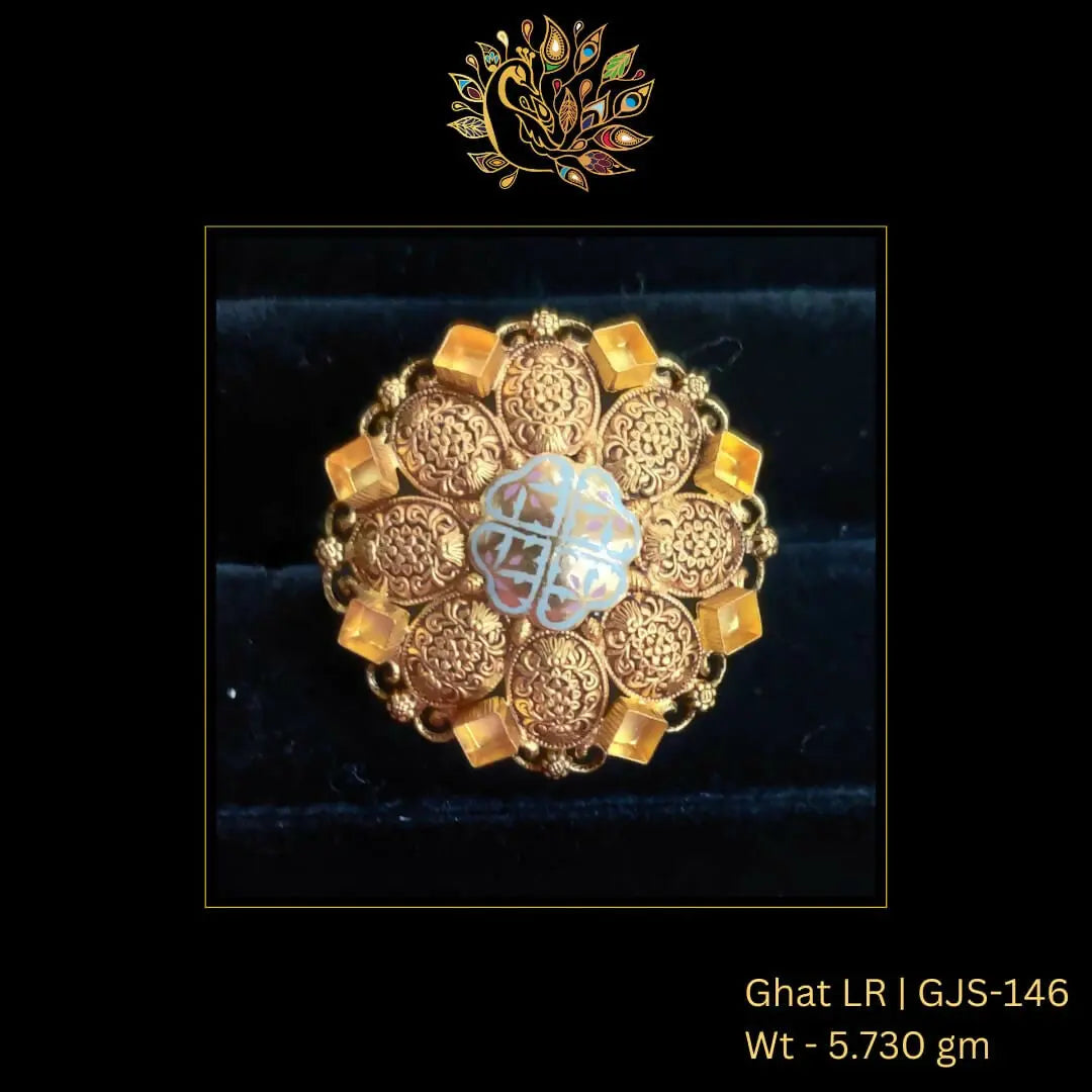 22kt Antique Ghat Ladies Ring Sarafa Bazar India
