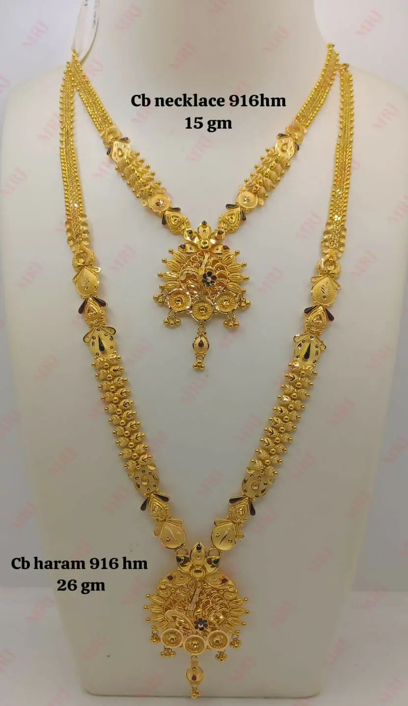 22kt CB Necklace & CB Haram Long Set Sarafa Bazar India