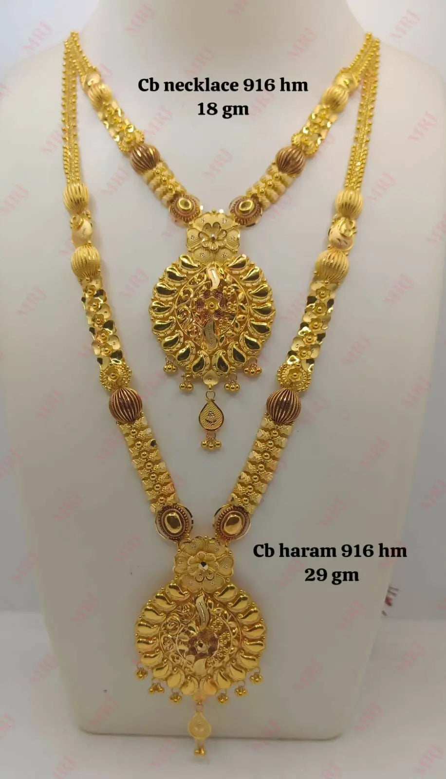 22kt CB Necklace & CB Haram Long Set Sarafa Bazar India