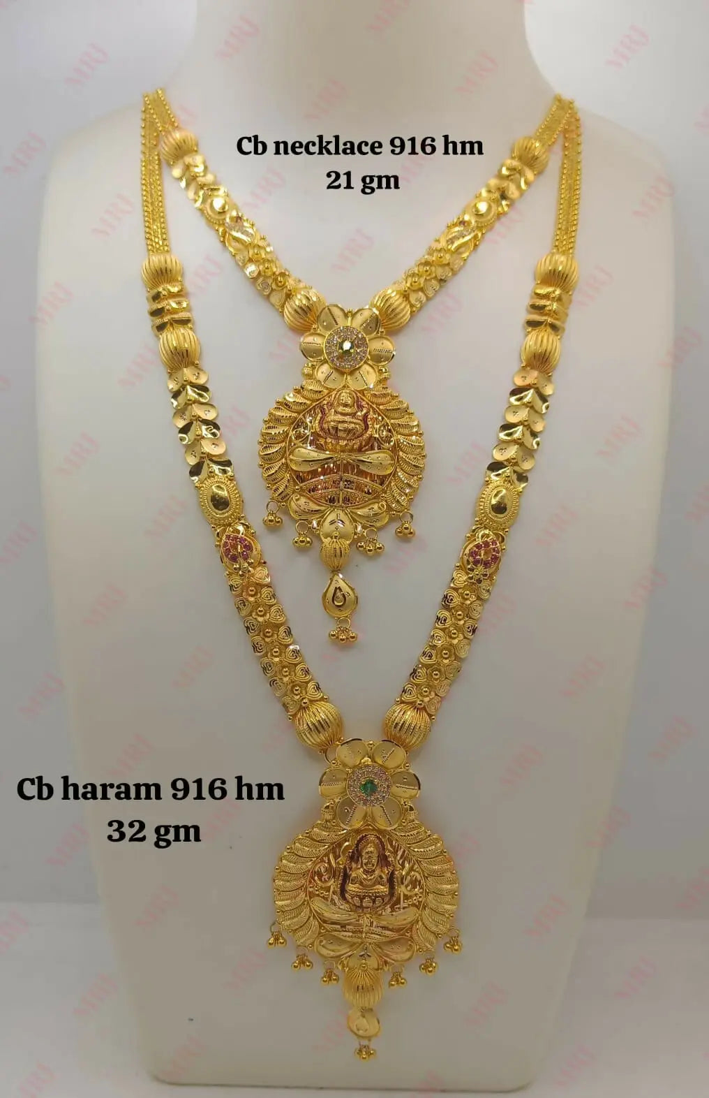 22kt CB Necklace & CB Haram Long Set Sarafa Bazar India