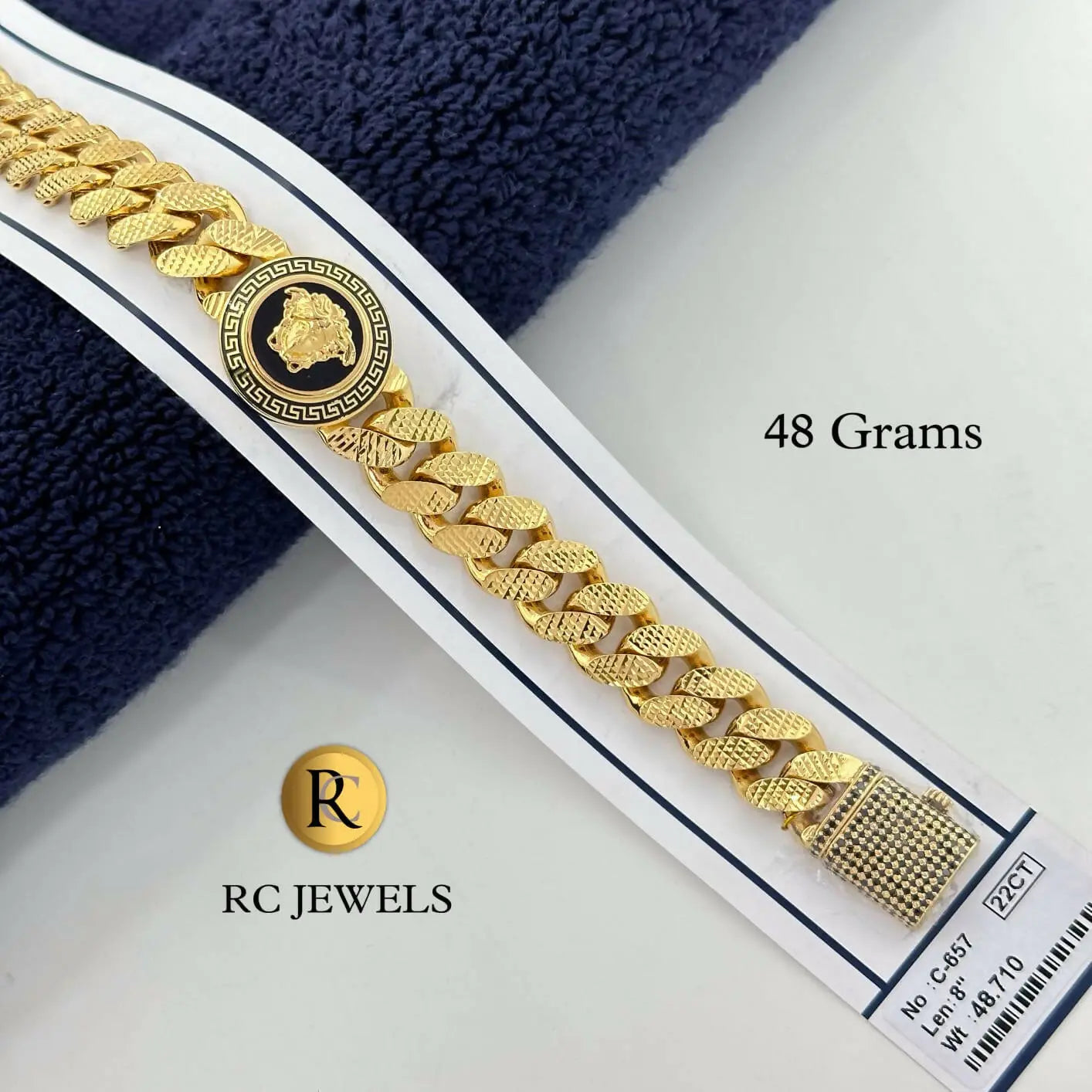 22ct Indian Gold Intertwine Gents Bracelet with U Push Clasp GBR-8328