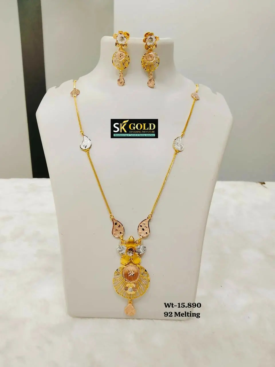 22kt Flora Chain Set Sarafa Bazar India