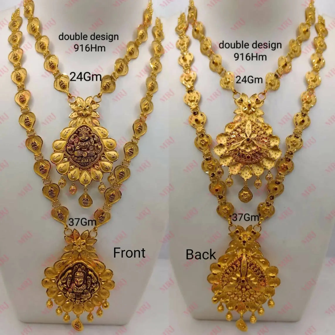 22kt Gold Temple Necklace & Long Set Sarafa Bazar India