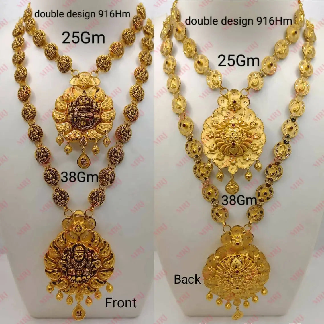 22kt Gold Temple Necklace & Long Set Sarafa Bazar India