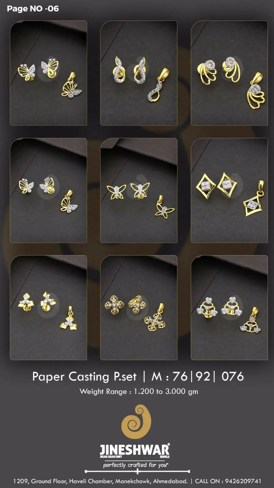 22kt Paper Casting Pendant Sets Sarafa Bazar India