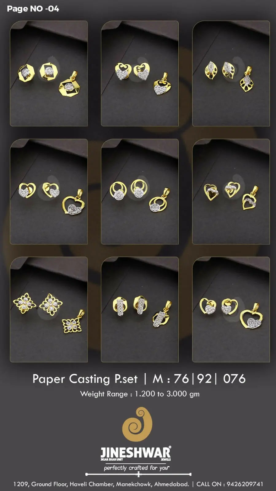 22kt Paper Casting Pendant Sets Sarafa Bazar India