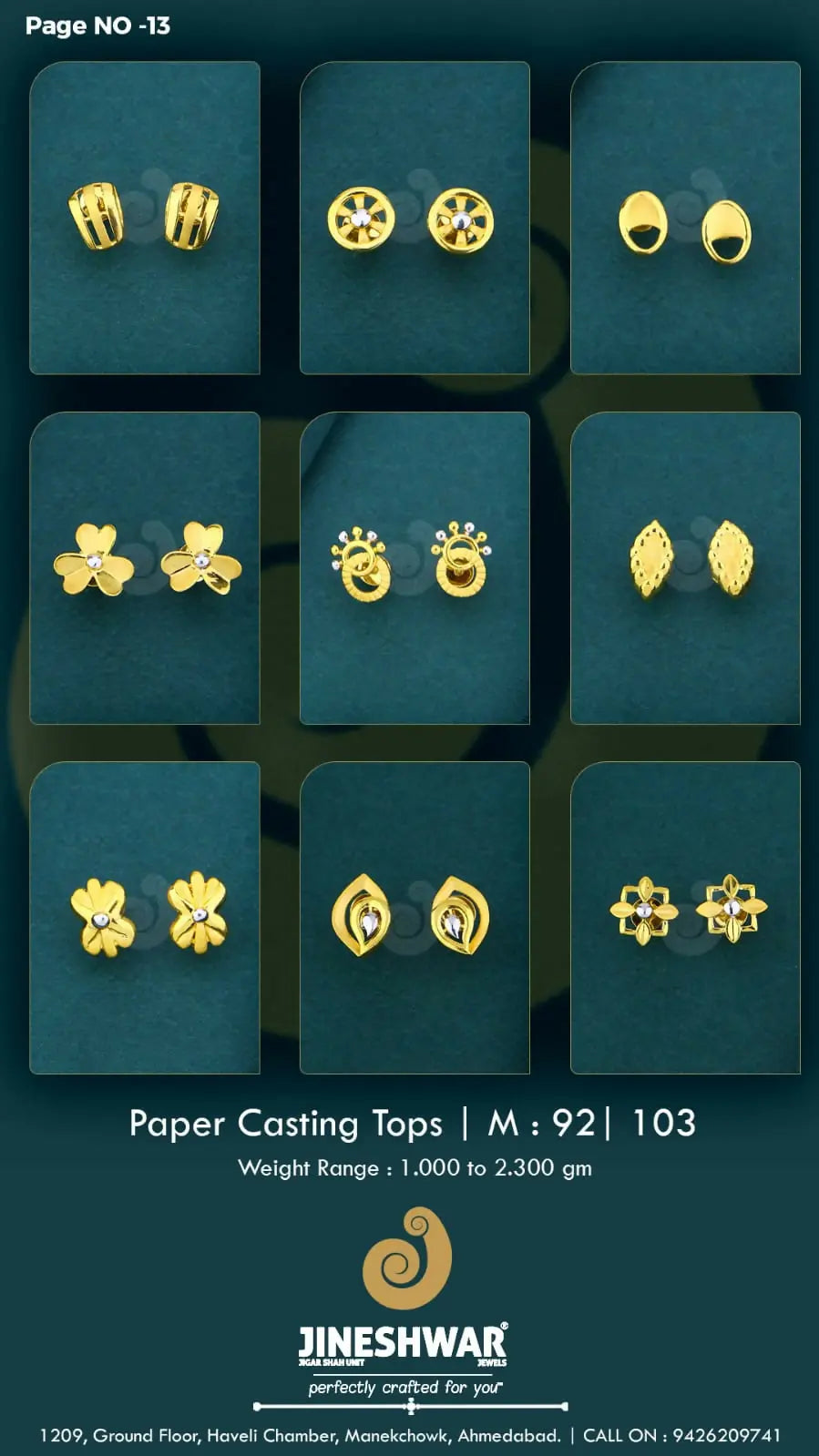 22kt Paper Casting Tops Sarafa Bazar India