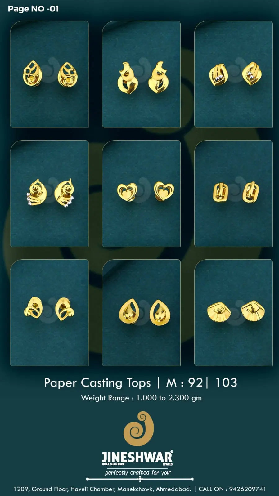 22kt Paper Casting Tops Sarafa Bazar India