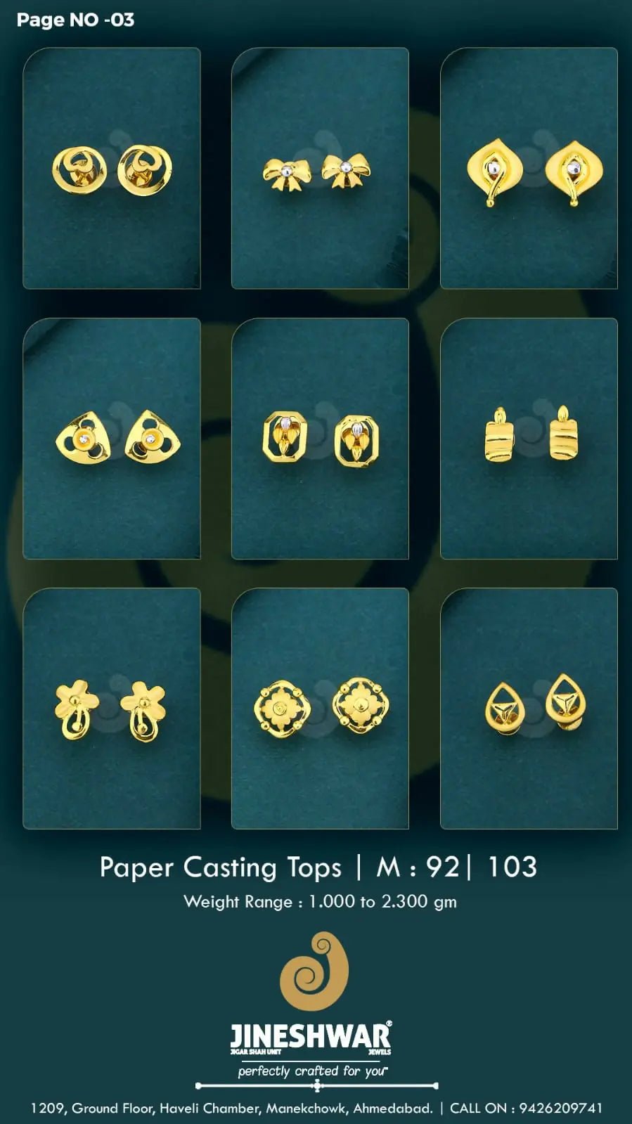 22kt Paper Casting Tops Sarafa Bazar India