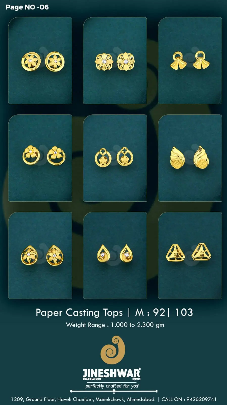 22kt Paper Casting Tops Sarafa Bazar India