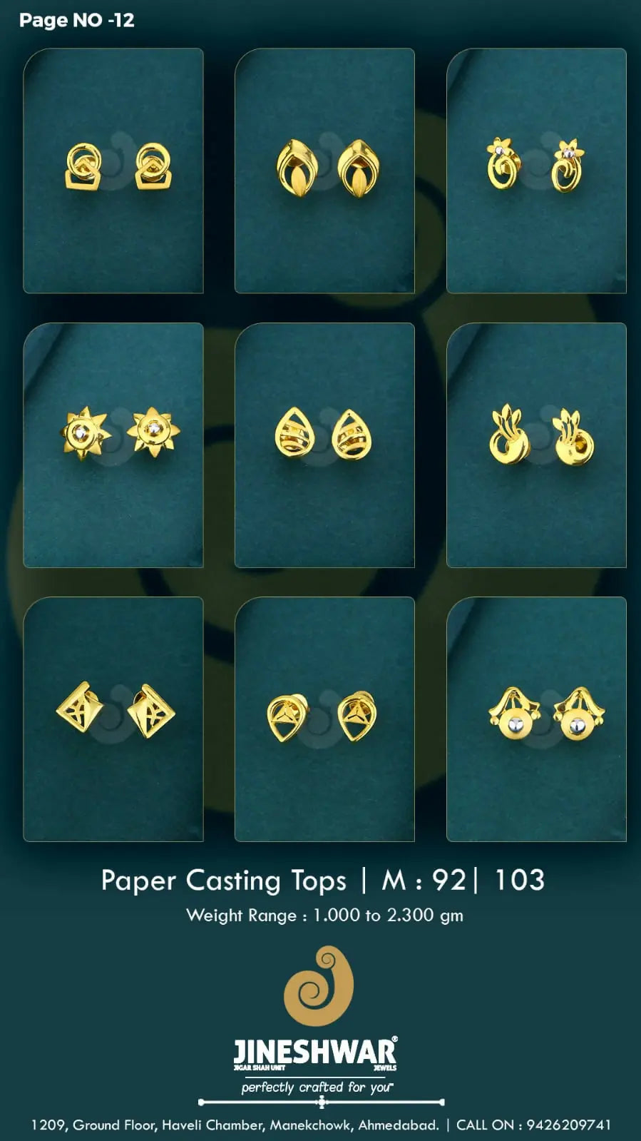 22kt Paper Casting Tops Sarafa Bazar India