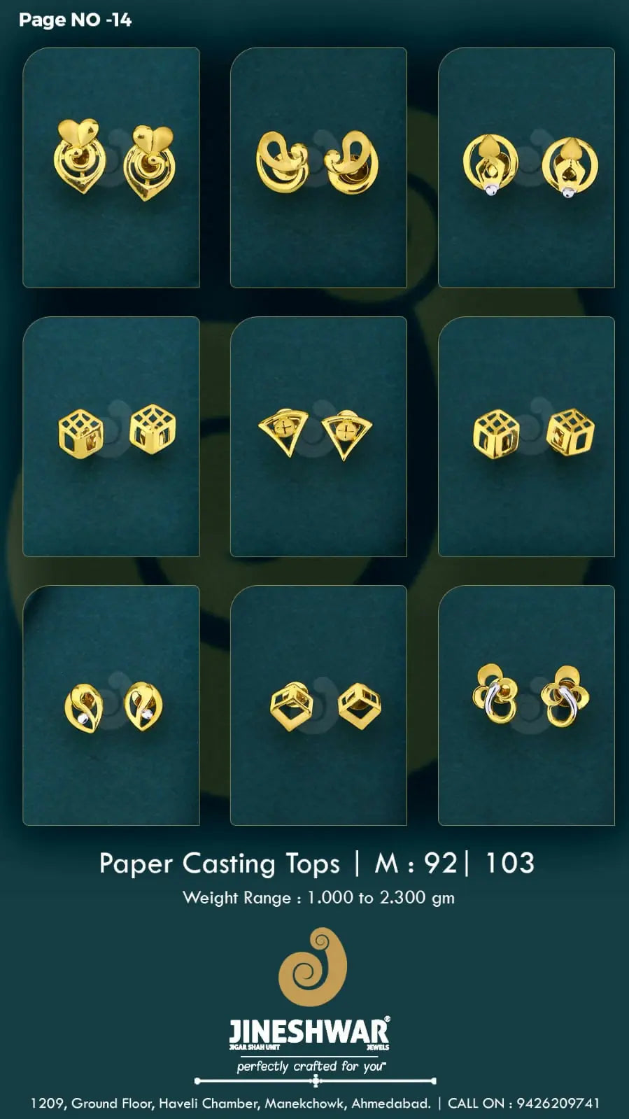 22kt Paper Casting Tops Sarafa Bazar India