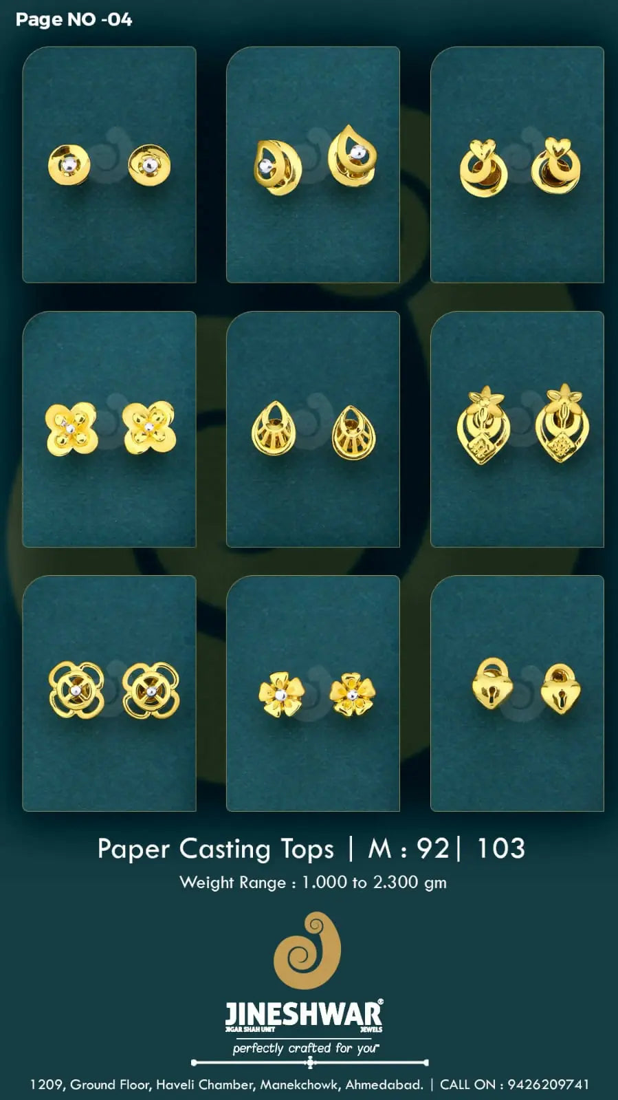 22kt Paper Casting Tops Sarafa Bazar India