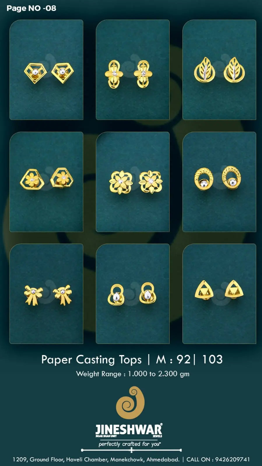 22kt Paper Casting Tops Sarafa Bazar India