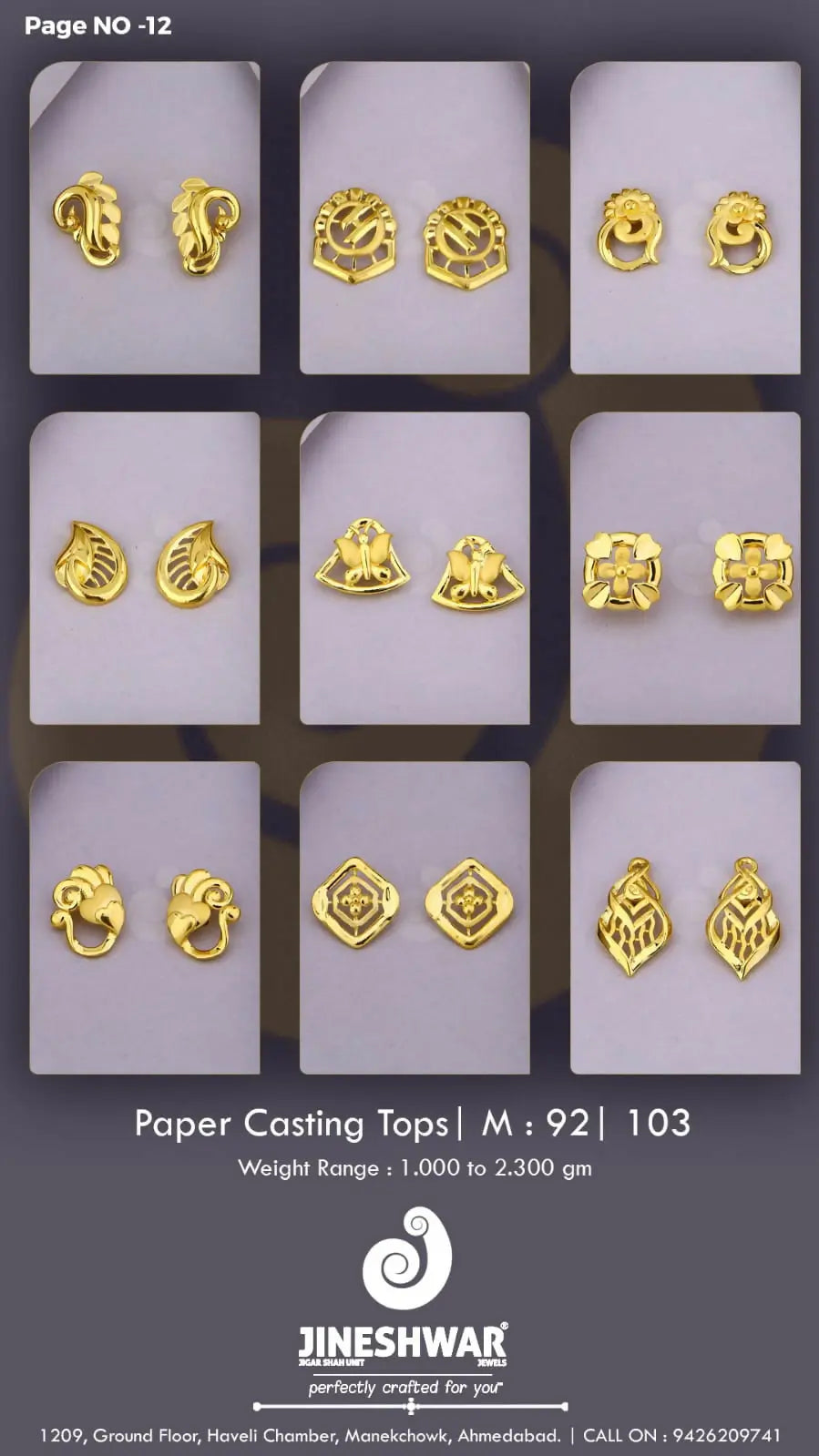 22kt Paper Casting Tops Sarafa Bazar India