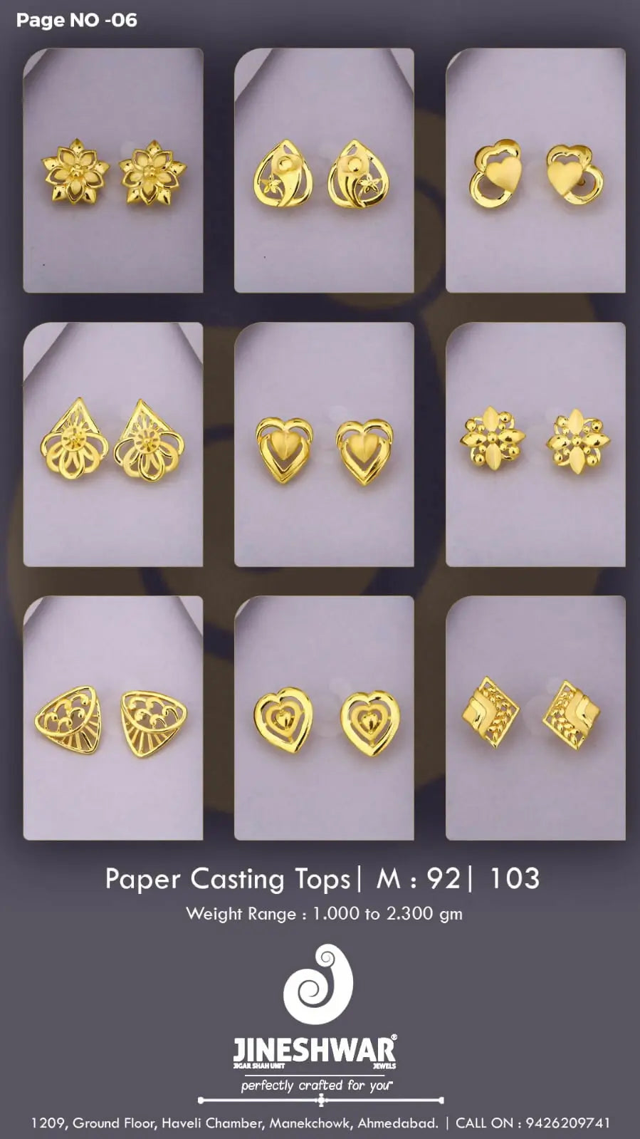 22kt Paper Casting Tops Sarafa Bazar India