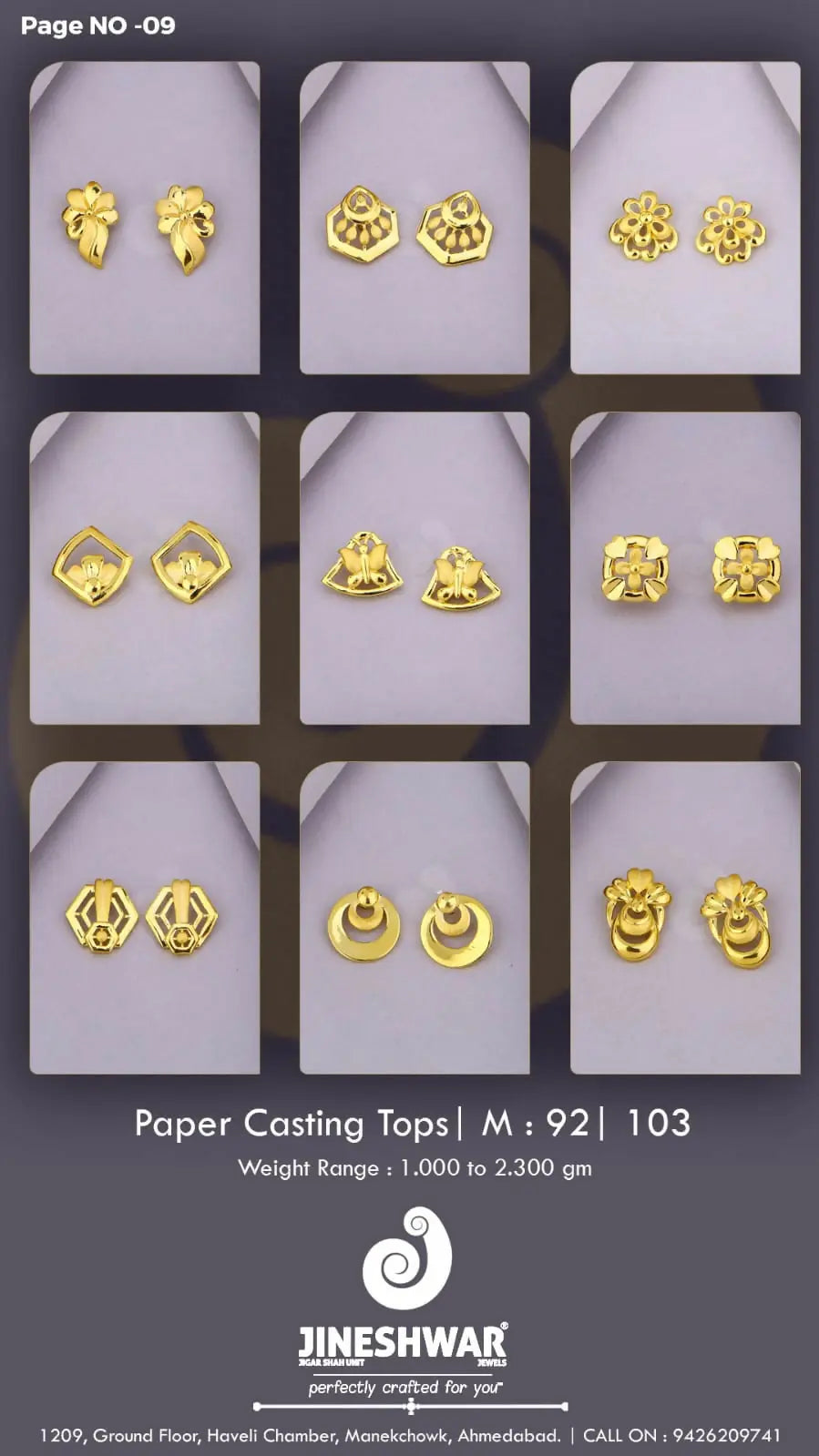 22kt Paper Casting Tops Sarafa Bazar India