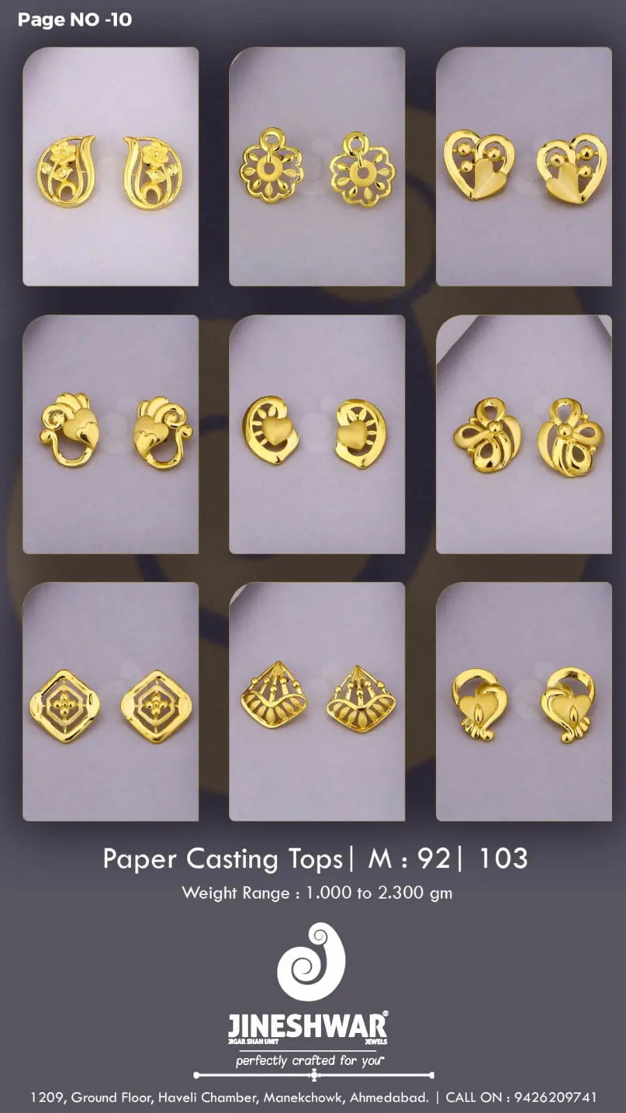 22kt Paper Casting Tops Sarafa Bazar India