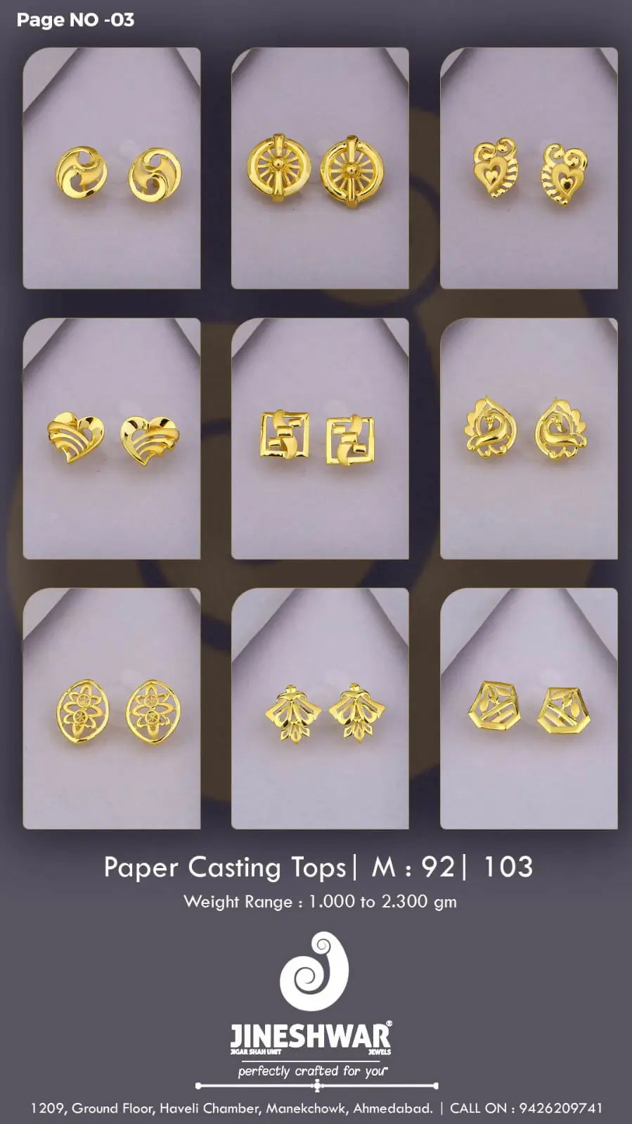 22kt Paper Casting Tops Sarafa Bazar India