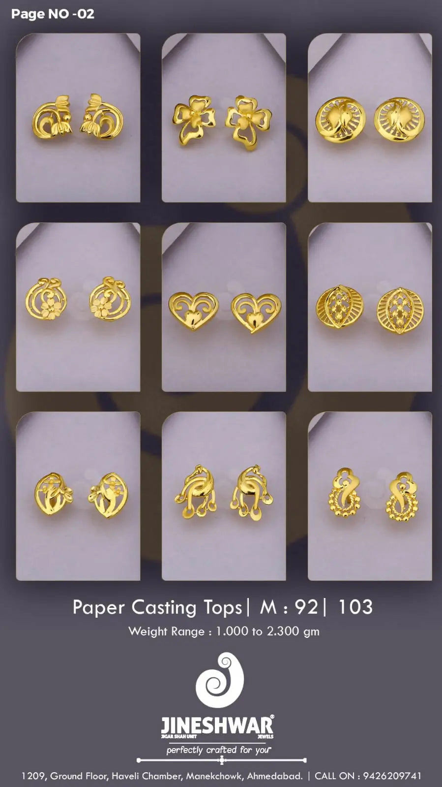 22kt Paper Casting Tops Sarafa Bazar India