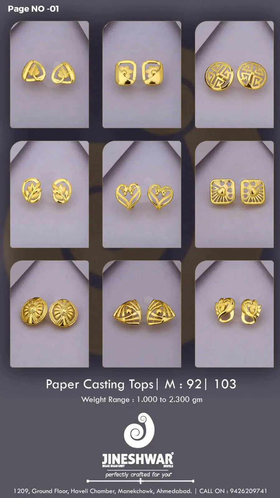 22kt Paper Casting Tops Sarafa Bazar India