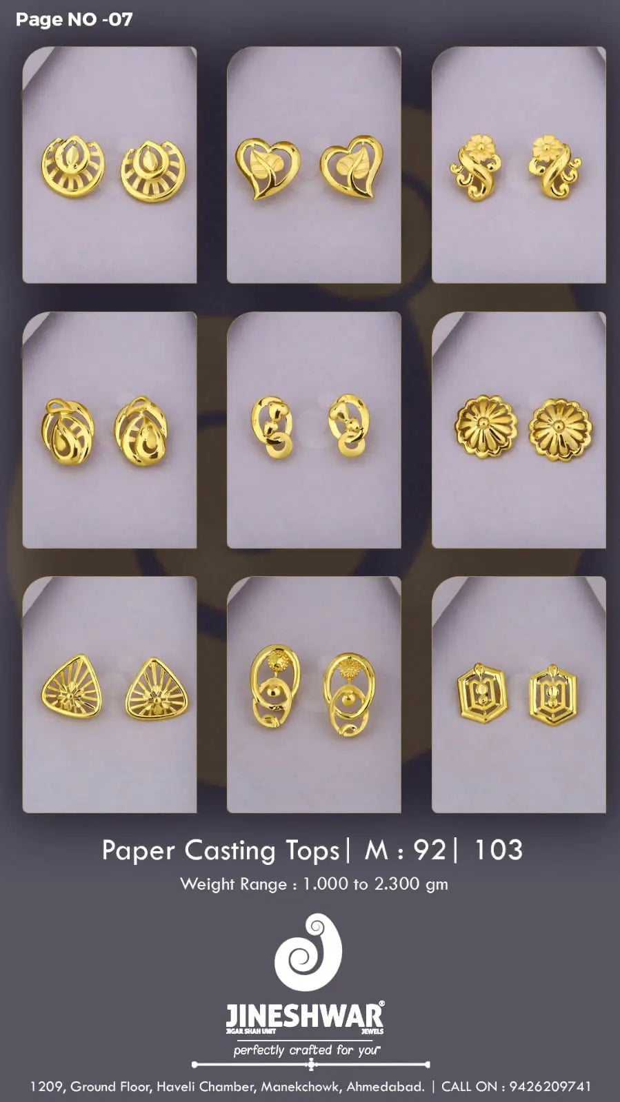 22kt Paper Casting Tops Sarafa Bazar India