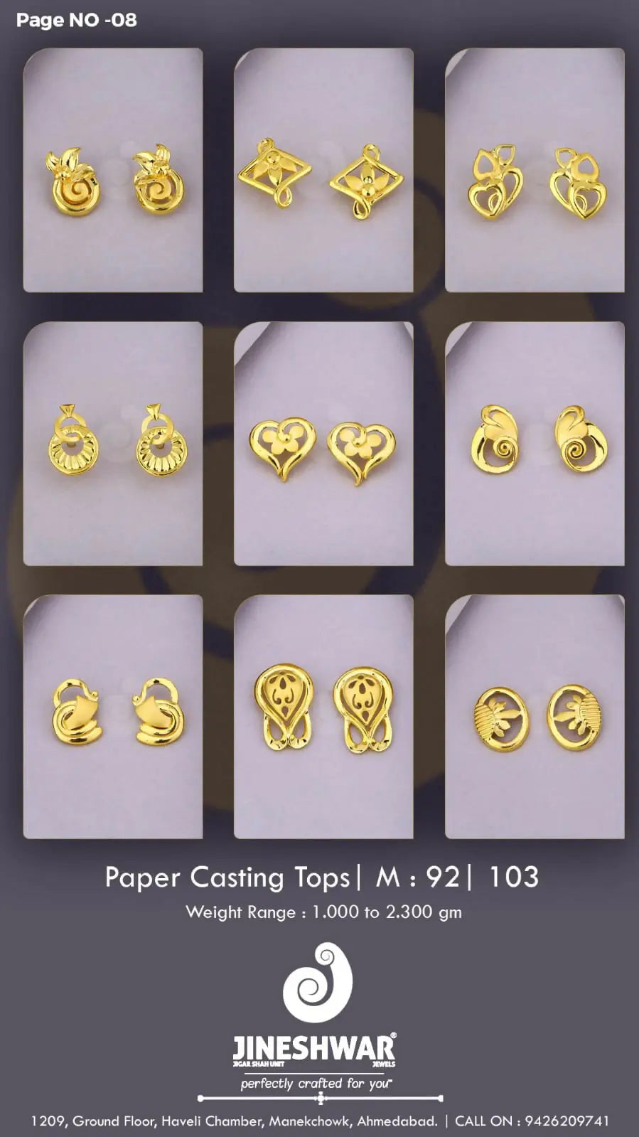 22kt Paper Casting Tops Sarafa Bazar India