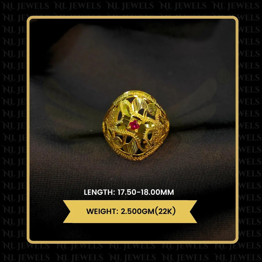 22kt Punjabi Laser Cutting Ladies Ring Sarafa Bazar India