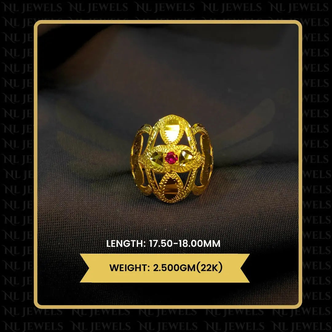 22kt Punjabi Laser Cutting Ladies Ring Sarafa Bazar India