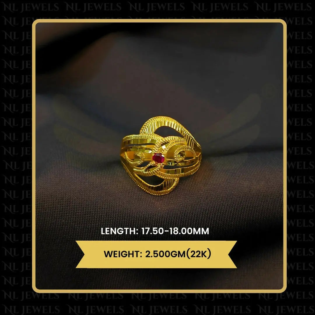 22kt Punjabi Laser Cutting Ladies Ring Sarafa Bazar India
