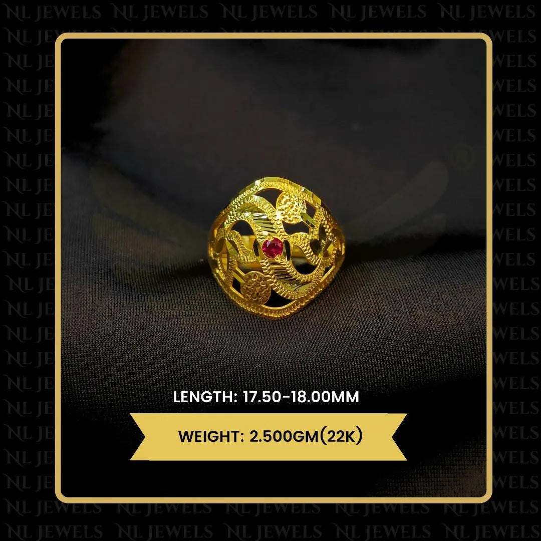 22kt Punjabi Laser Cutting Ladies Ring Sarafa Bazar India