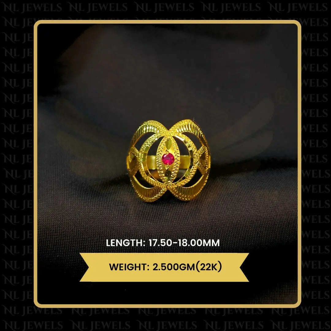 22kt Punjabi Laser Cutting Ladies Ring Sarafa Bazar India