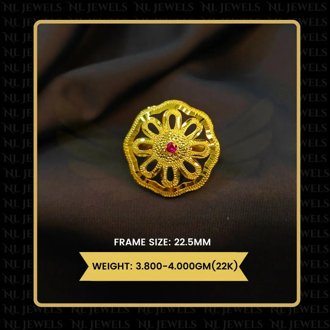 22kt Punjabi Laser Cutting Ladies Ring Sarafa Bazar India