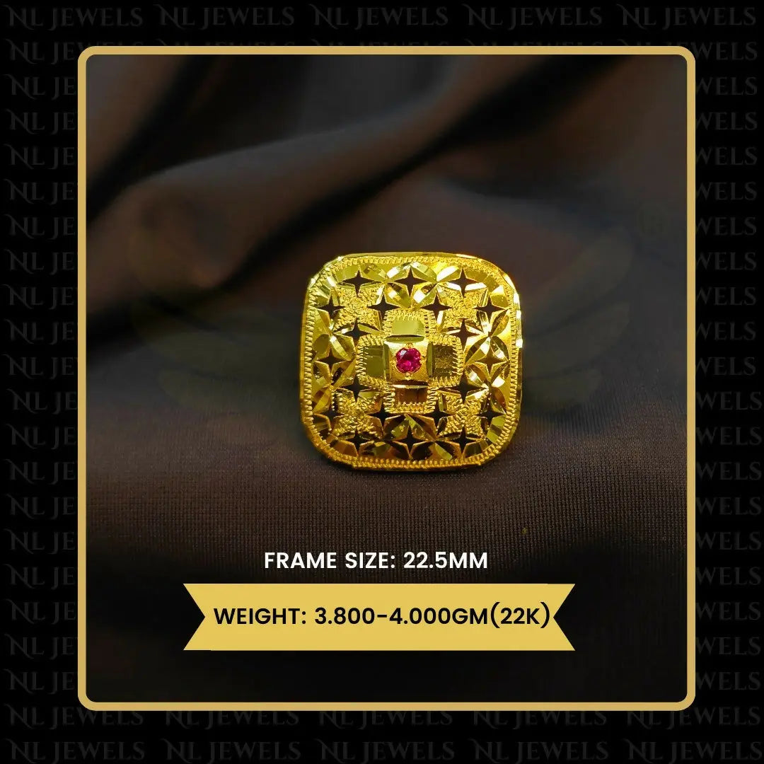 22kt Punjabi Laser Cutting Ladies Ring Sarafa Bazar India