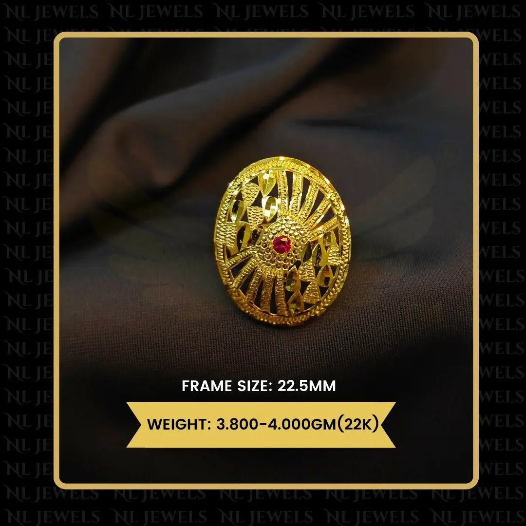 22kt Punjabi Laser Cutting Ladies Ring Sarafa Bazar India