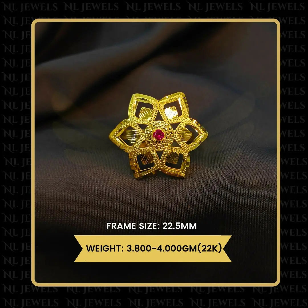 22kt Punjabi Laser Cutting Ladies Ring Sarafa Bazar India