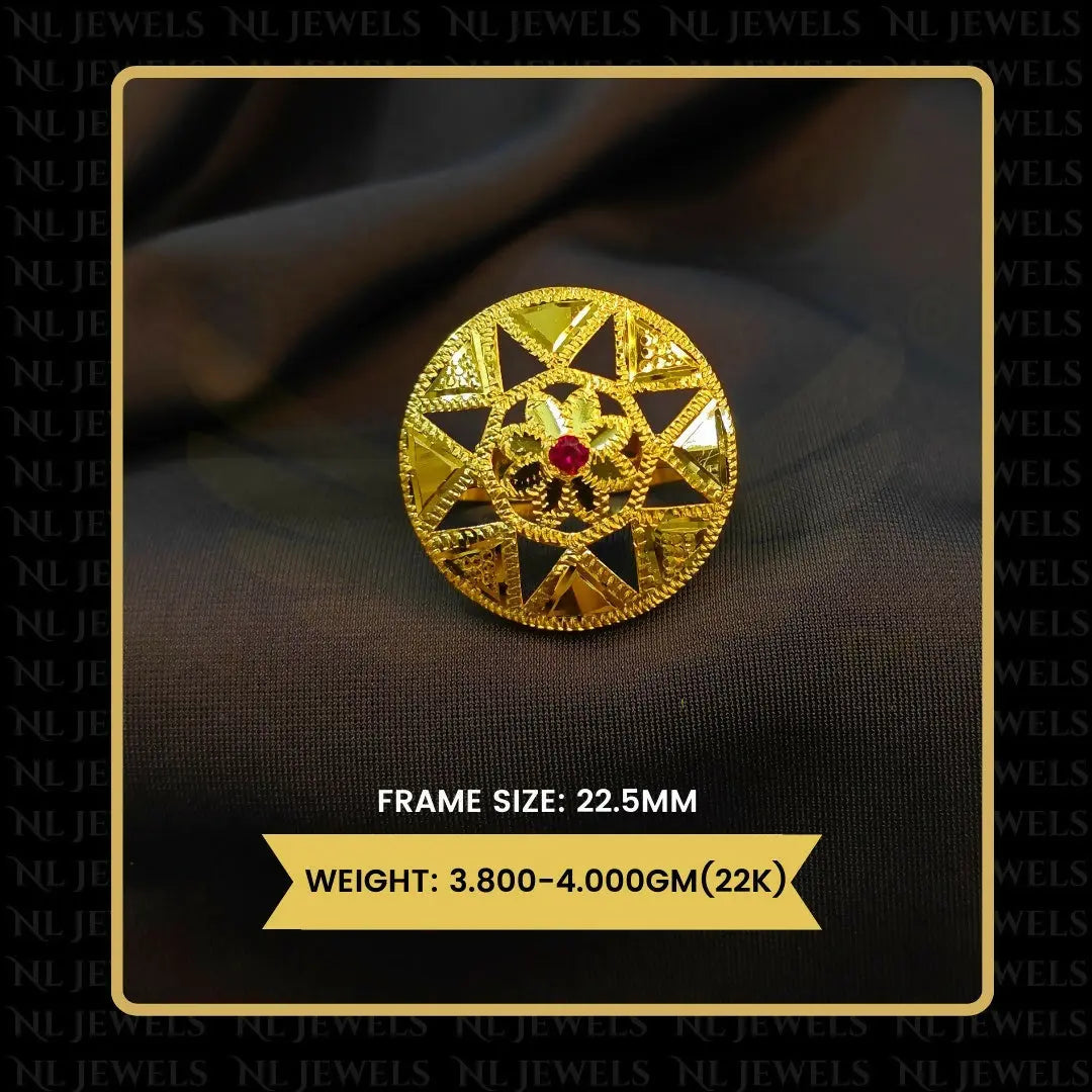 22kt Punjabi Laser Cutting Ladies Ring Sarafa Bazar India