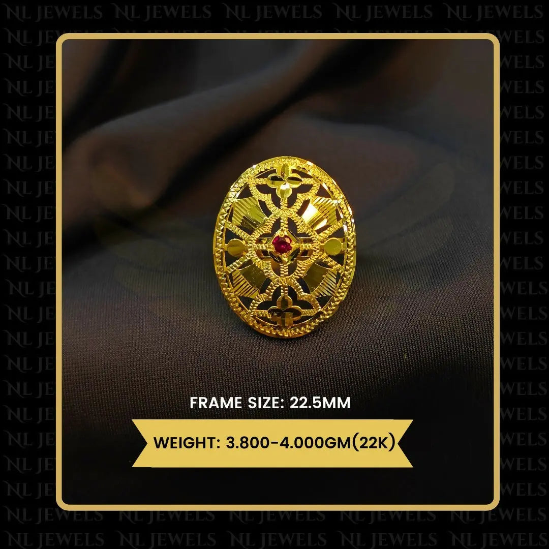 22kt Punjabi Laser Cutting Ladies Ring Sarafa Bazar India