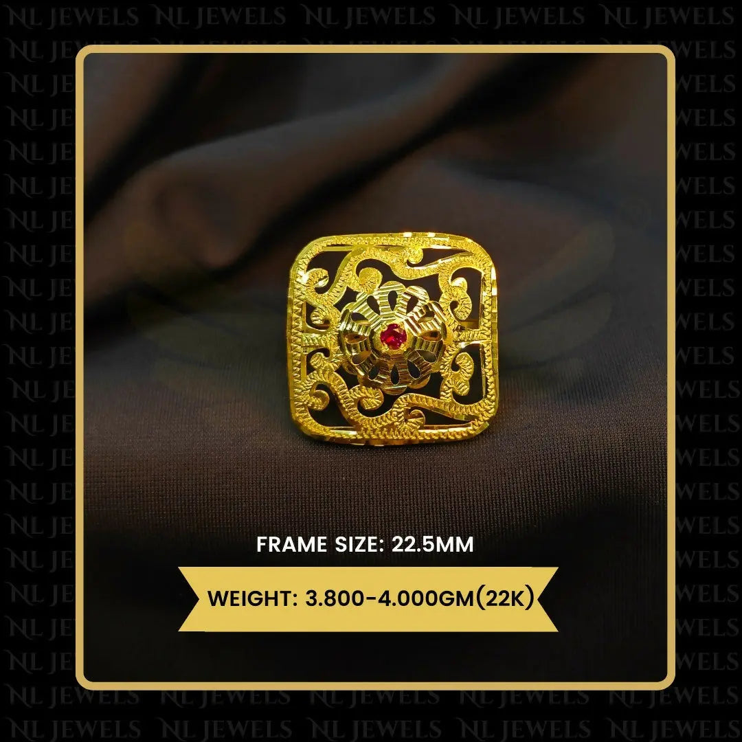 22kt Punjabi Laser Cutting Ladies Ring Sarafa Bazar India