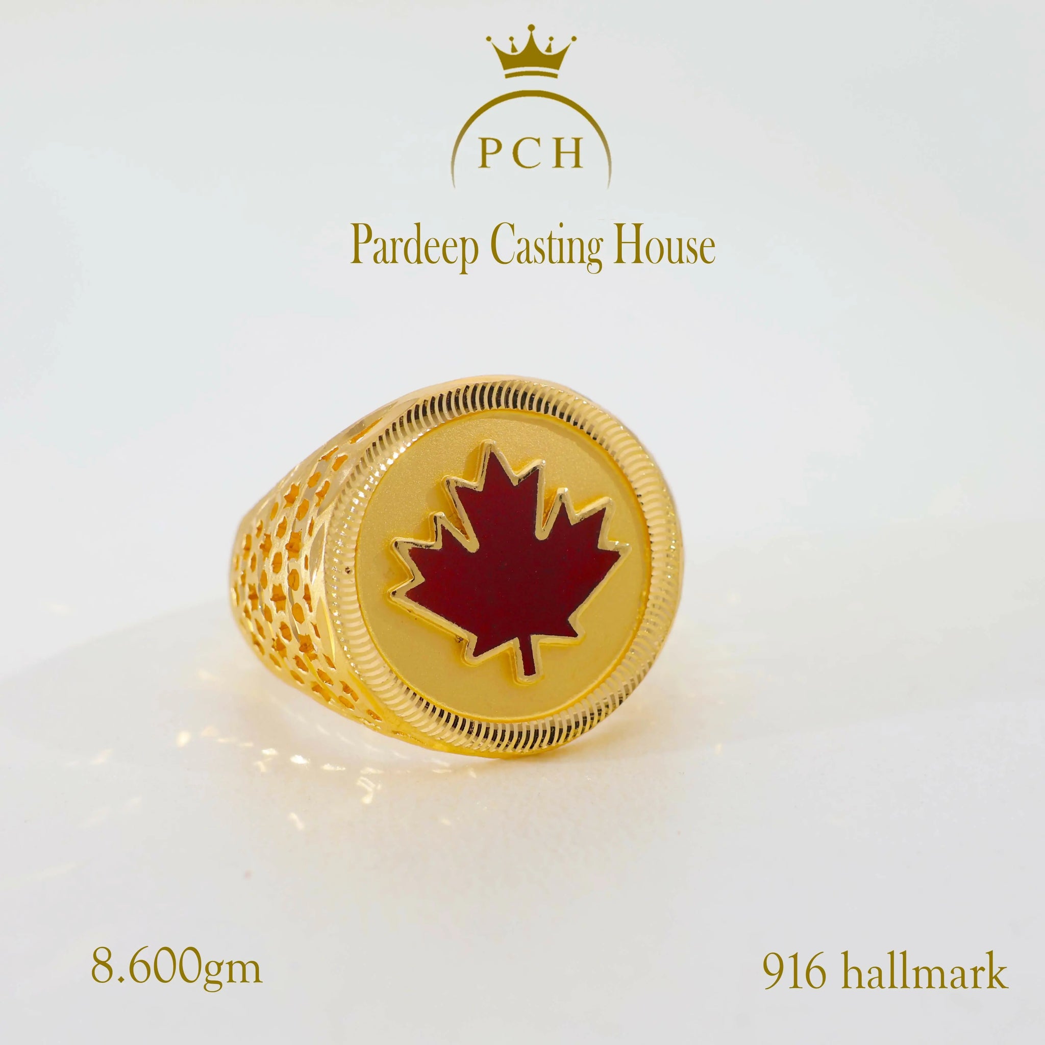 22kt Ring Solid Gold Canadian Flag Ring Sarafa Bazar India