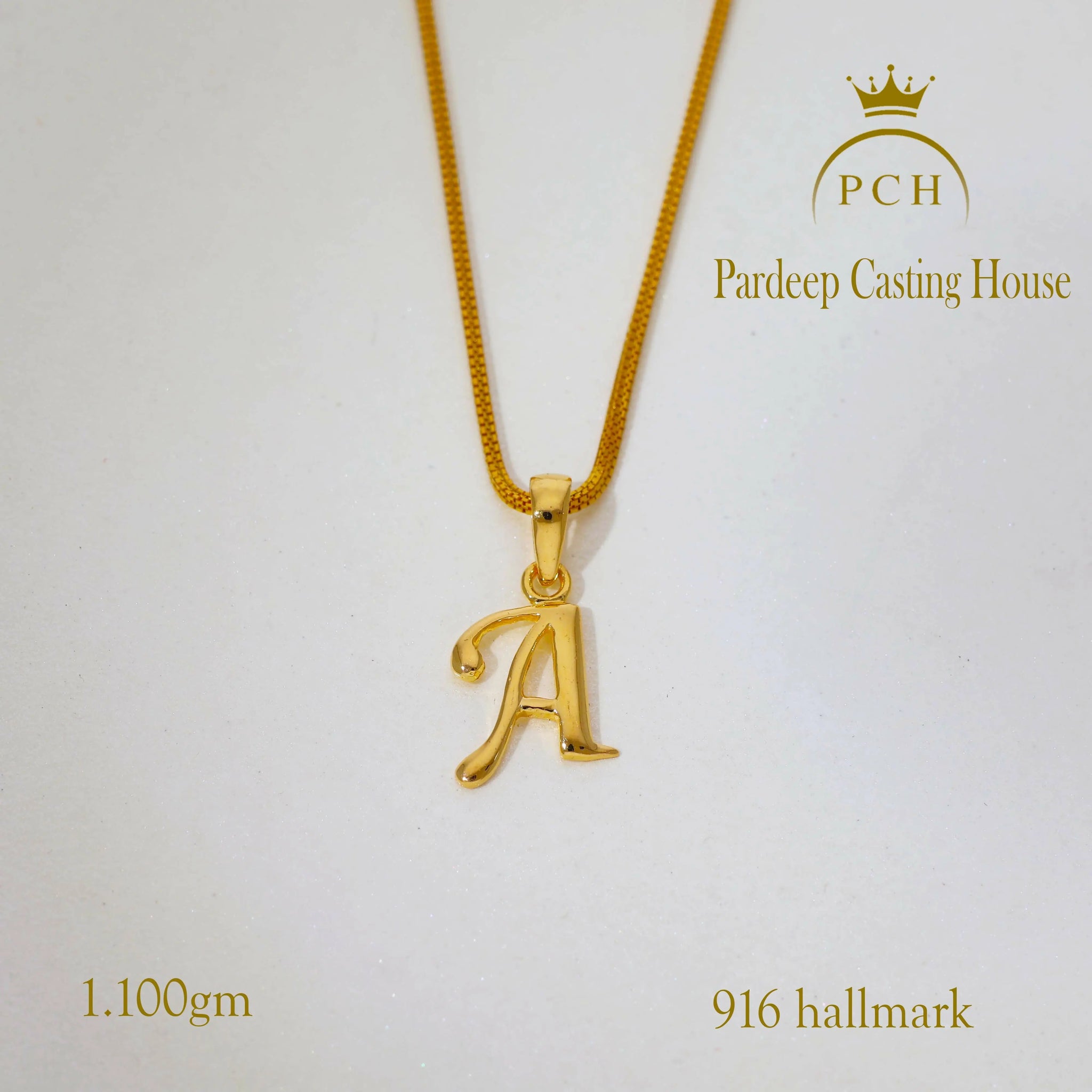 22kt The Alphabet A Plain Yellow Gold Pendant Sarafa Bazar India