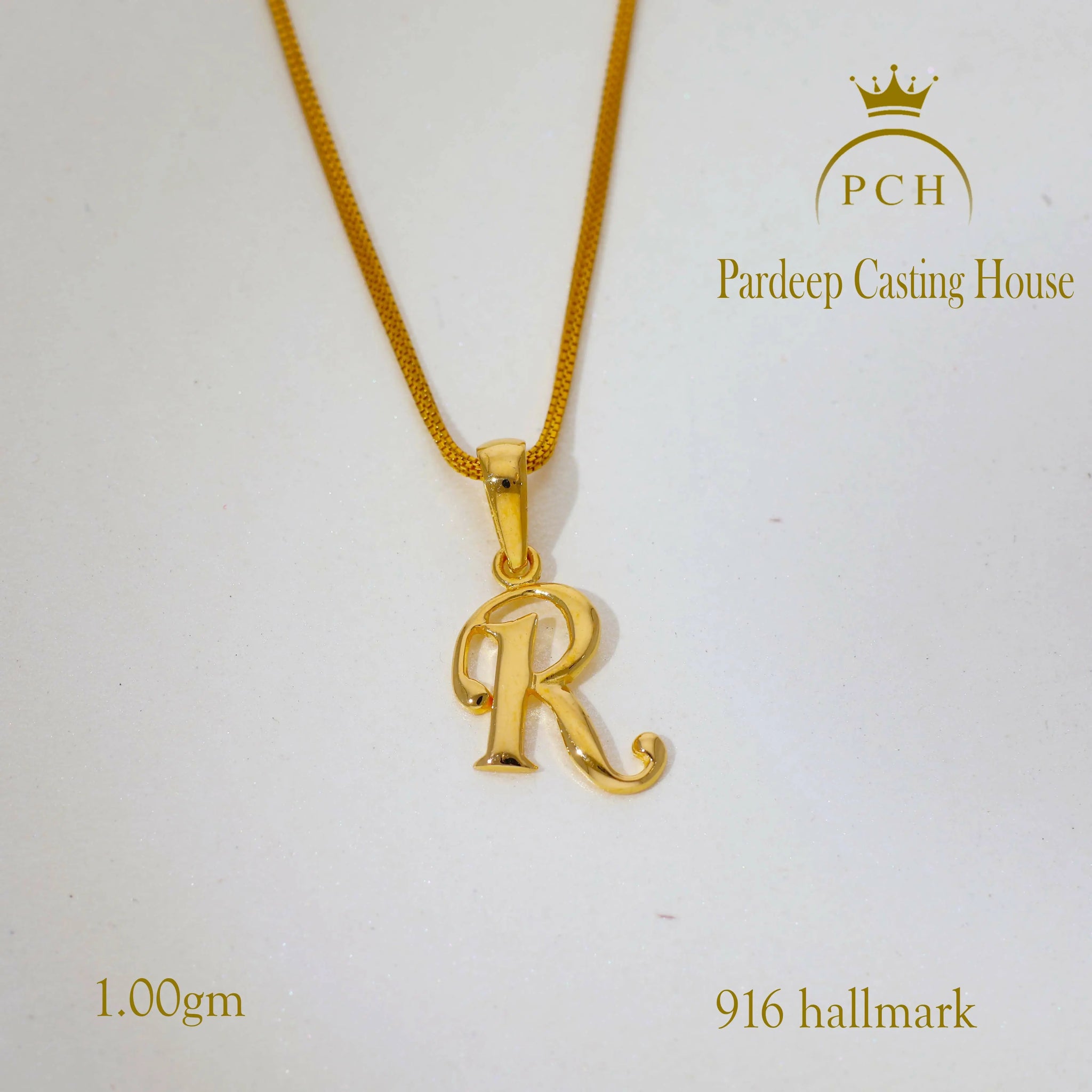 22kt The Alphabet R Plain Yellow Gold Pendant Sarafa Bazar India