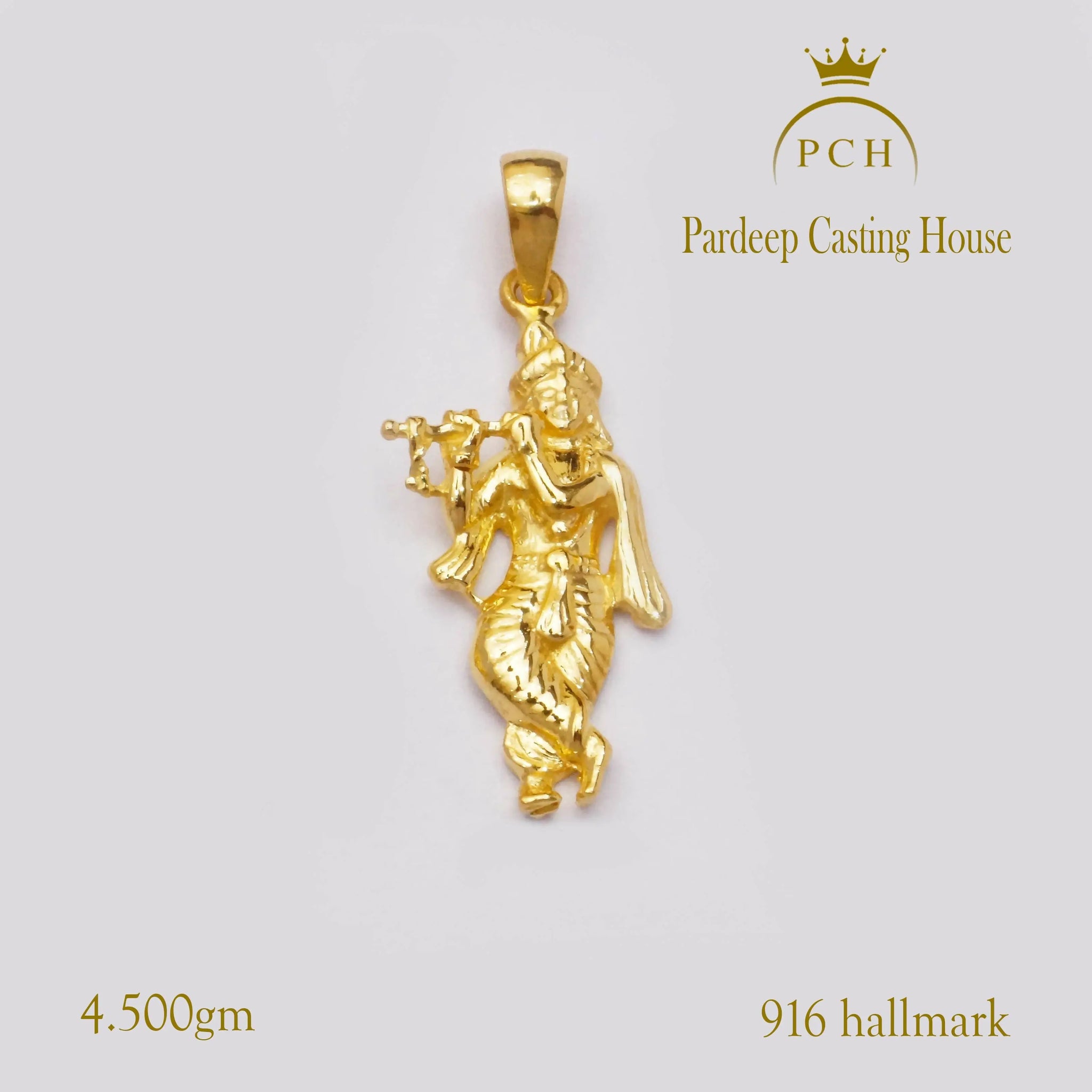 22kt Yellow Gold Lord Krishna Pendent Sarafa Bazar India