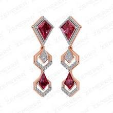 Delicate 14K Gold Diamond Ruby Kite Cut Stone Necklace Set Sarafa Bazar India