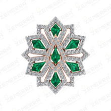 Most Loved 14K Gold Diamond Floral Ring With Two Rhodium Sarafa Bazar India