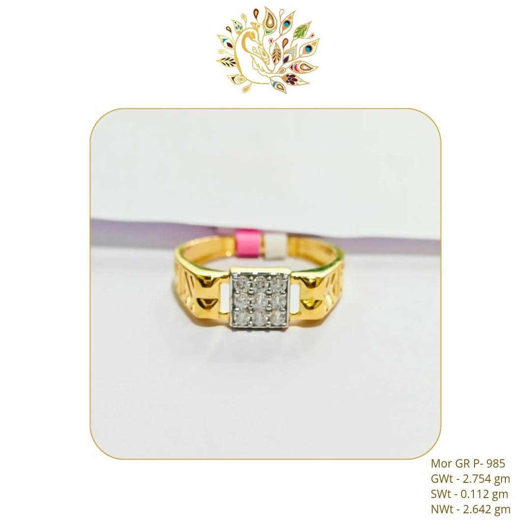 22kt Mor CZ Gents Ring Sarafa Bazar India